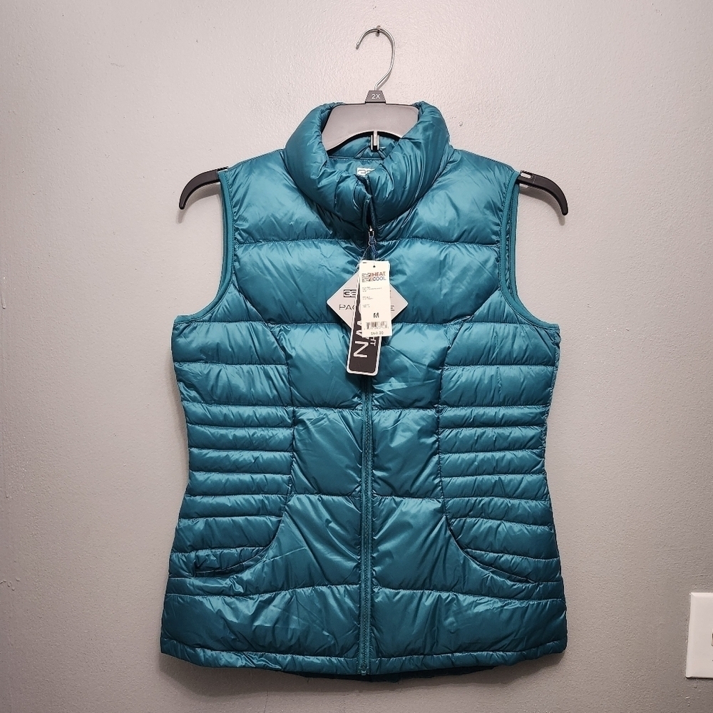 32 degrees heat women's down packable vest jacket size M green